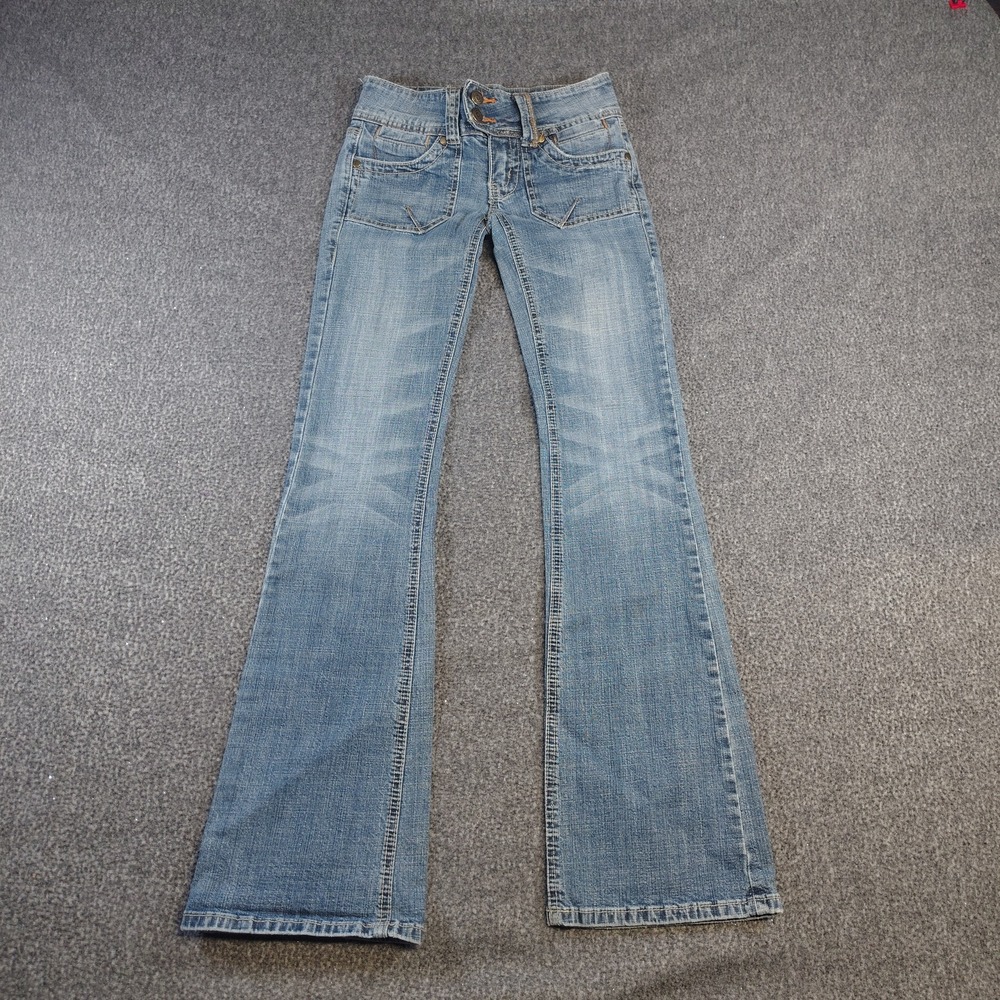 Hydraulic Bootcut Junior size 0 Blue Denim Y2K Faded Embroidered